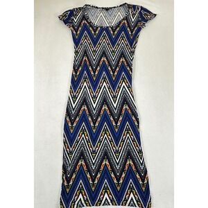 Derk Heart Women's Geometric Print‎ Short Sleeve Sheath Dress Size S